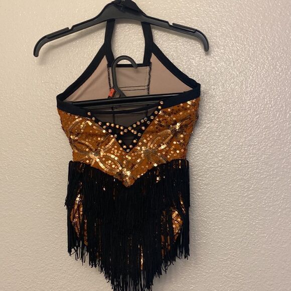 Weissman dance costume Orange sequin fringe flapper Clap Clap D12551 IC 7/8 - Picture 4 of 10